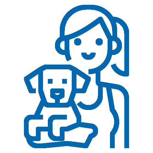 Illustration of a person fostering a dog